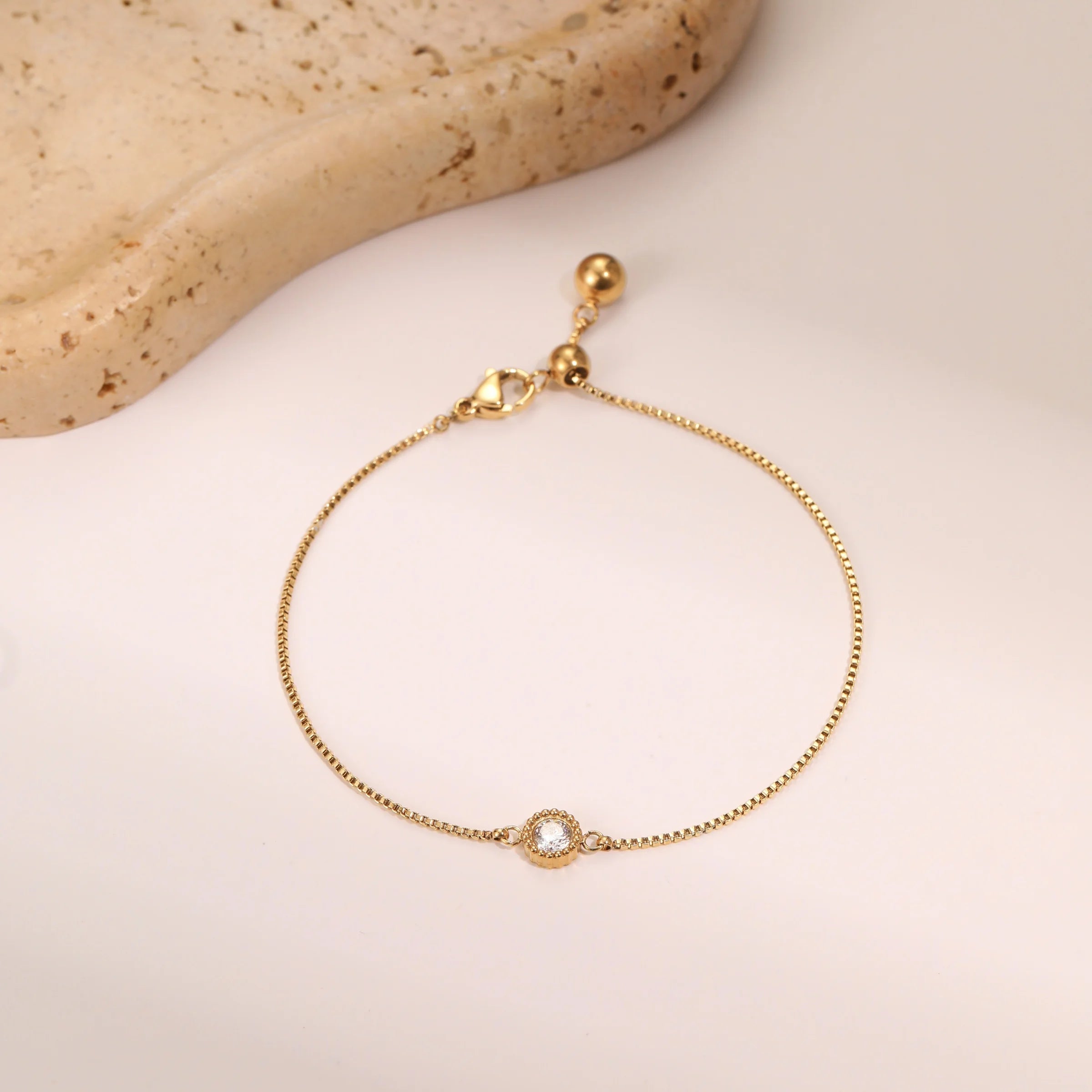 18K Gold Plated Dainty Tennis Bracelet Stainless Steel Zircon Charm Bracelet