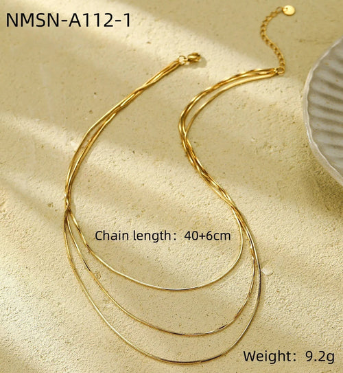Load image 1 in gallery view. The 18K Gold Plated Stainless Steel Layered Snake Chain Necklace