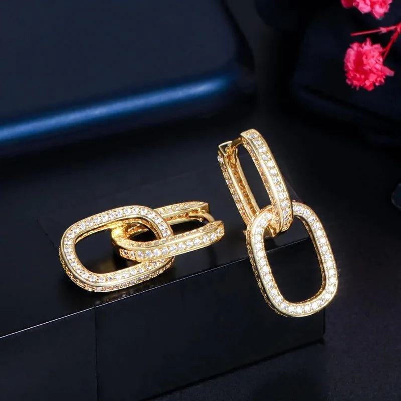 Hoop Earrings Gold Silver Plated Diamond Jewelry