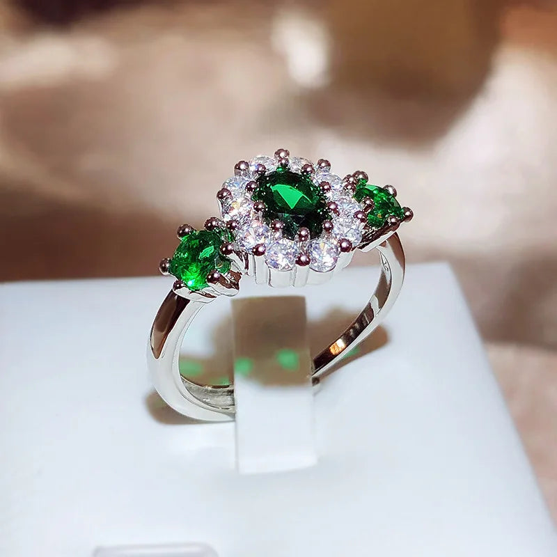 Find this Ring - Fashion Jewelry KYRA01823 Elegant Beautiful Oval Shape Green Zircon Rings for Women