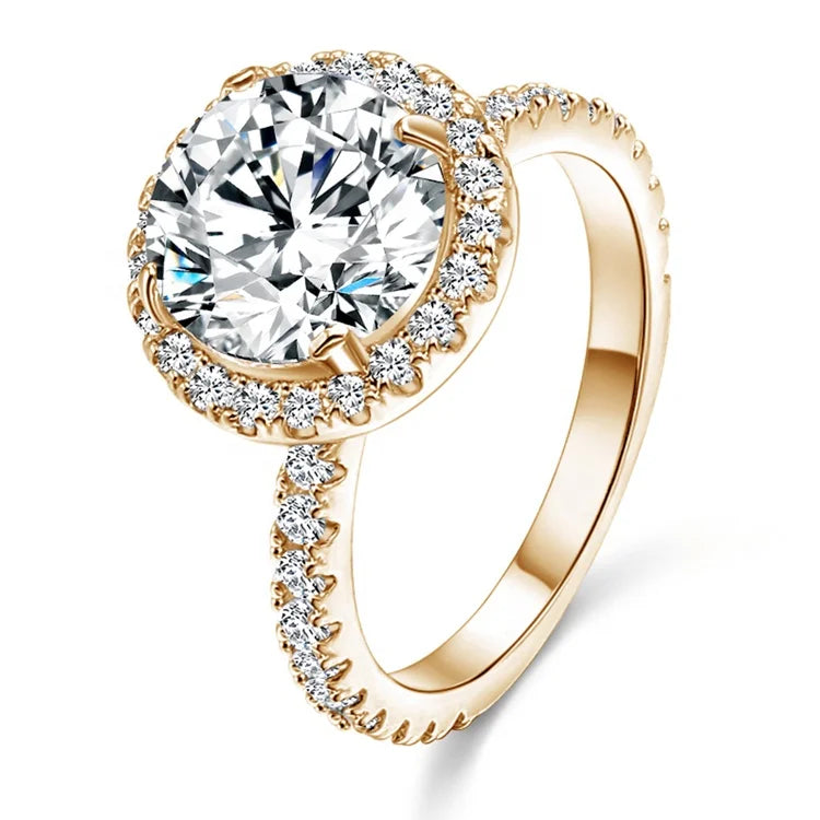 Moissanite Ring Zirconia Jewelry 18k White Gold Plated Rings For Women Wedding, Anniversary