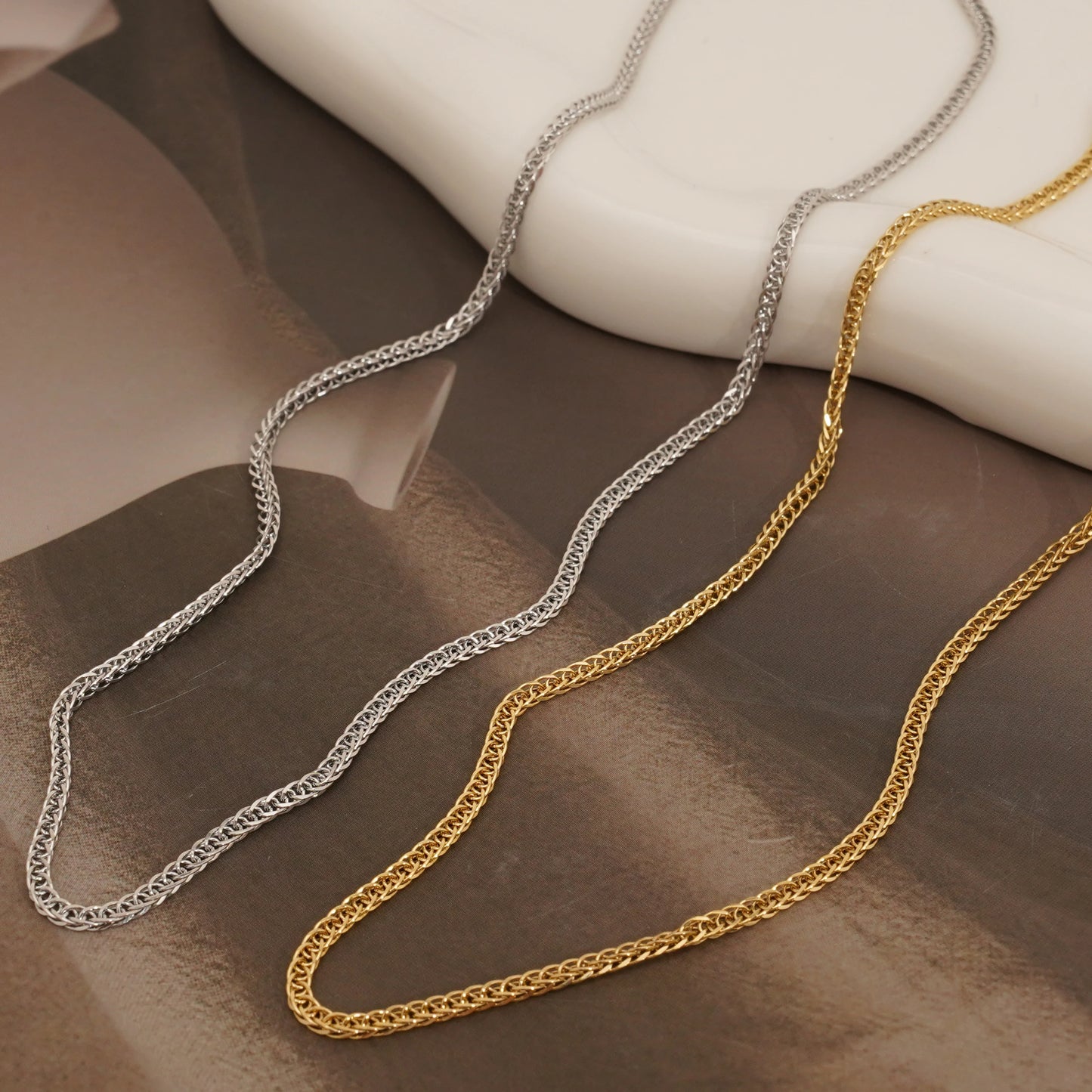 Gold Plating Clioro Stainless Steel Trendy Strand Style Necklace for women