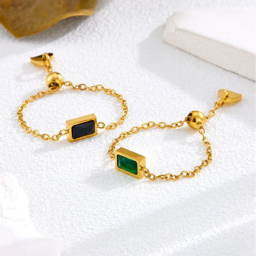 Load image 1 in gallery view. 18K Gold Plated Geometric Zircon Ring, Stainless Steel Channel Set