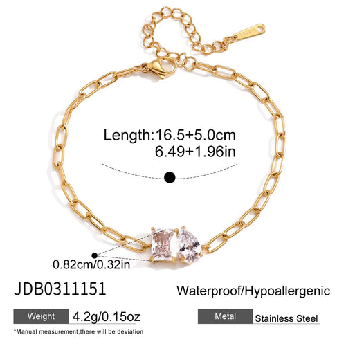 Load image 1 in gallery view. 18K Gold Plated Multi Shape White Zircon Bracelet Embellish Bracelet