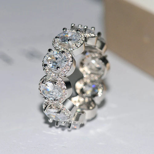 Load image 1 in gallery view. Luxury Jewelry Exquisite Oval Platinum Plated Clear Zircon Ring
