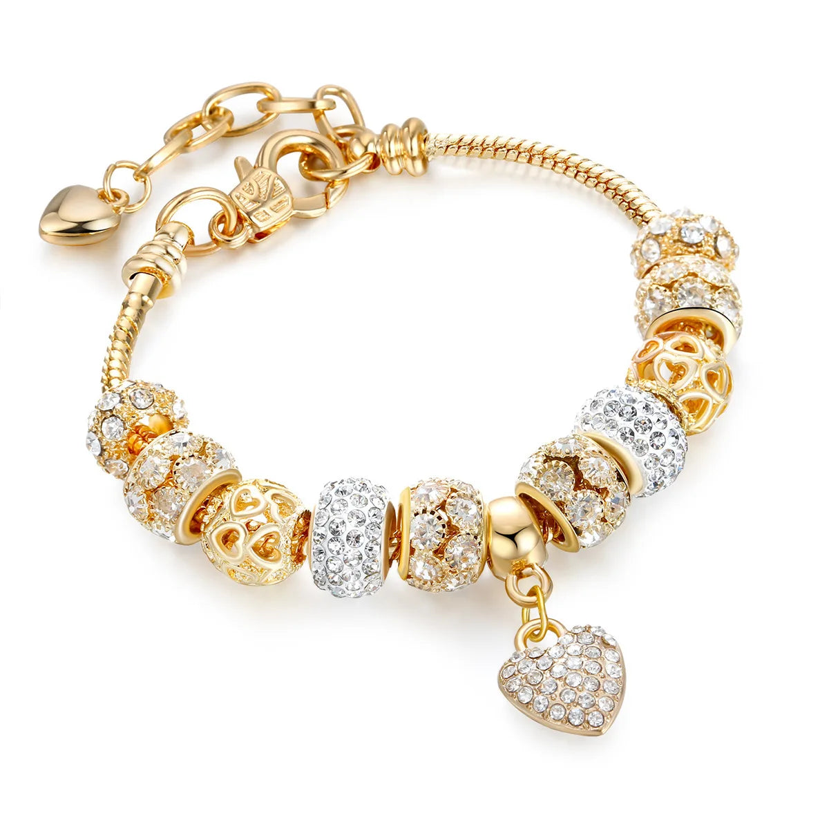 18k Rose Gold Plated Bangles Jewelry Handmade Female Beaded Bracelets for Kids and Woman