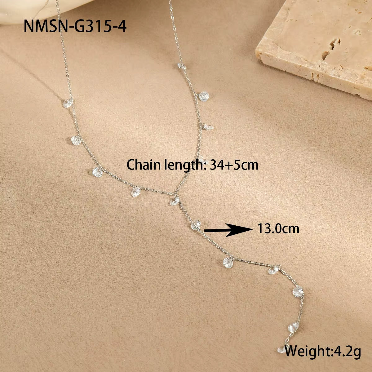 Crystal Zircon Y Stainless Steel Lariat Necklace Dainty Jewelry