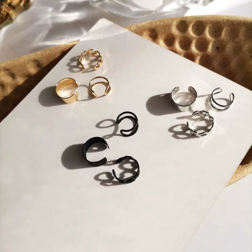 Load image 1 in gallery view. Ear Cuff Clip on Earrings Non Pierced Trendy Gold Plated Metal Cute Earring Cuffs