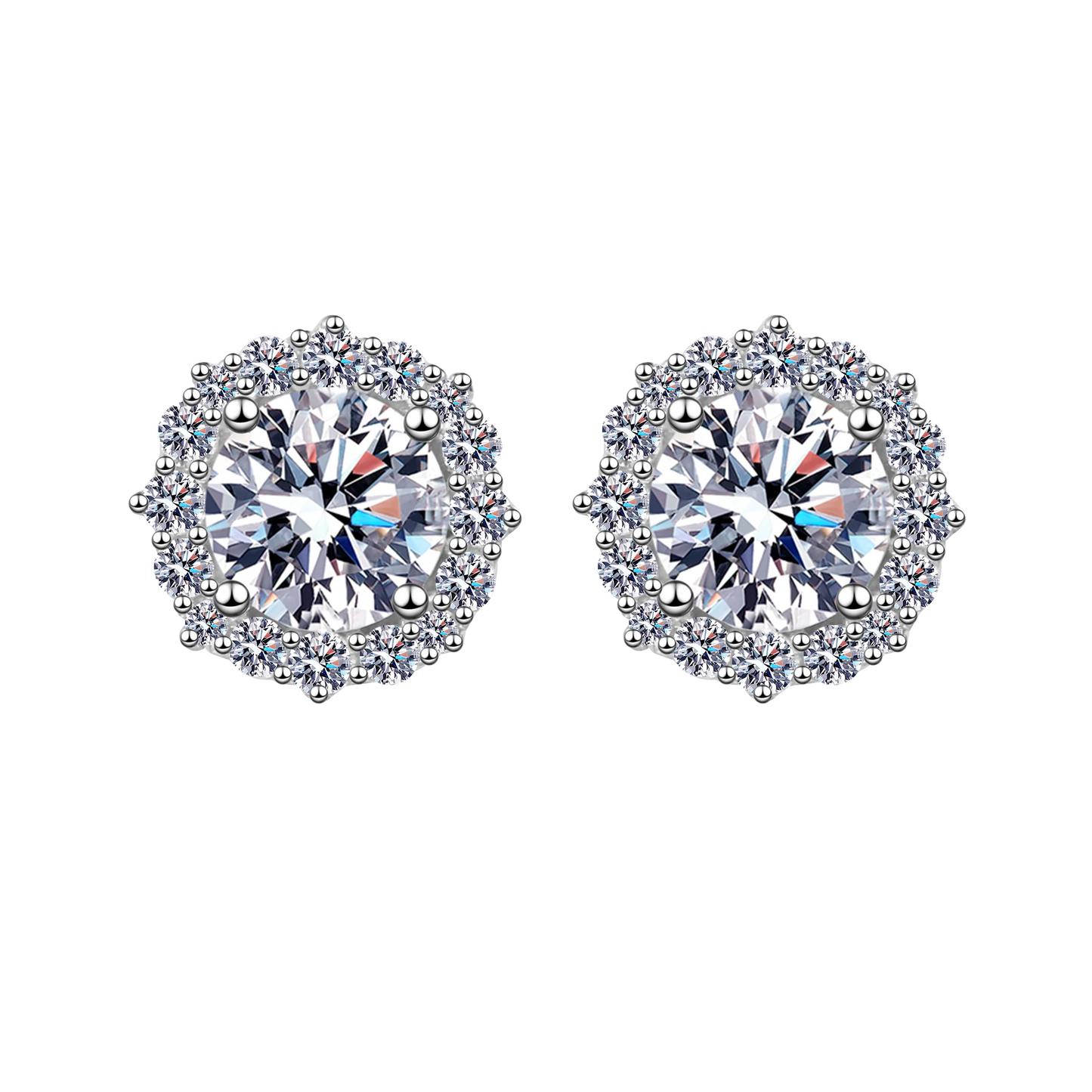 Luxury 925 Sterling Silver Jewelry 2ct Moissanite  Diamond Earrings