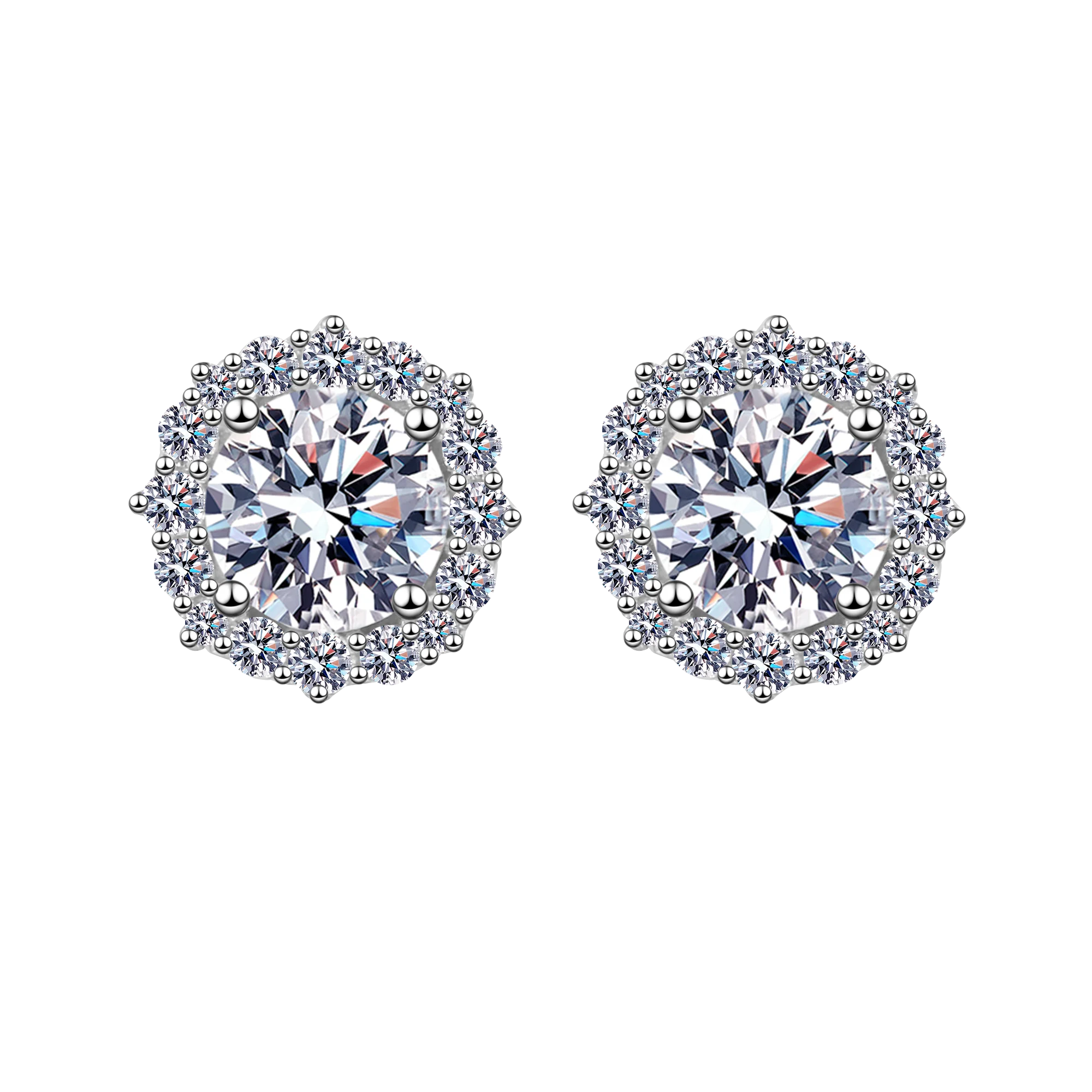 Luxury 925 Sterling Silver Jewelry 2ct Moissanite  Diamond Earrings