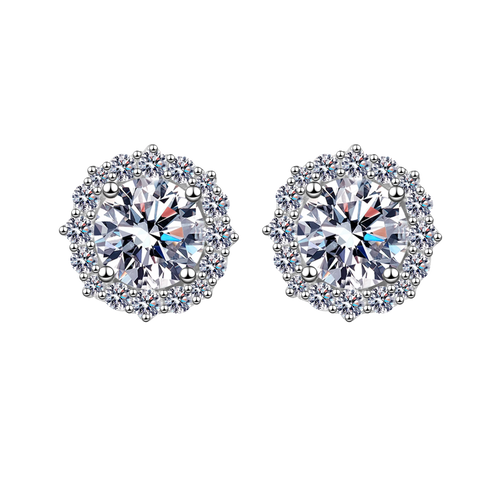 Load image 1 in gallery view. Luxury 925 Sterling Silver Jewelry 2ct Moissanite  Diamond Earrings