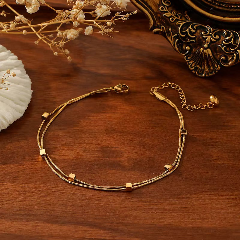 Layer 18K Gold Plated Anklet Chain High-End Exquisite