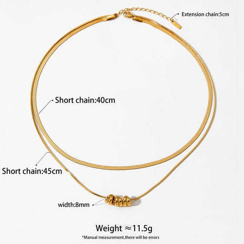 Load image 1 in gallery view. Gold Plated Double Layer Two Tone Herringbone Chain Pendant Necklaces for Women Teen
