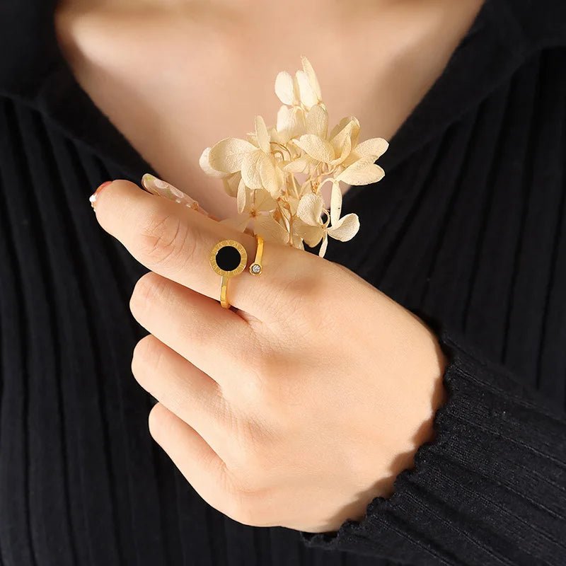 18K Gold Plated Rose Gold Plated  Stainless Steel Free Size Ring for women