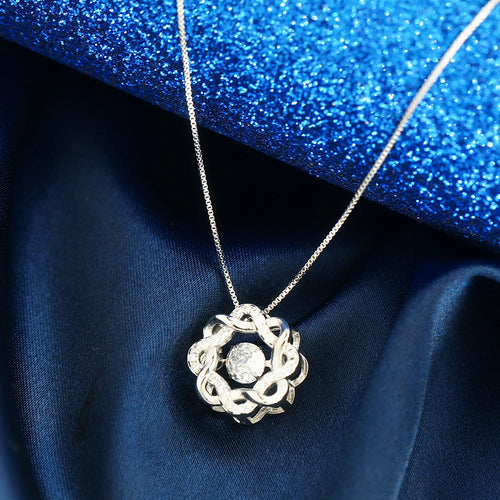 Load image 1 in gallery view. Elegant Star Wreath Dancing Zircon Necklace, Classic Octagonal Pendant for Anniversary & Wedding Gift