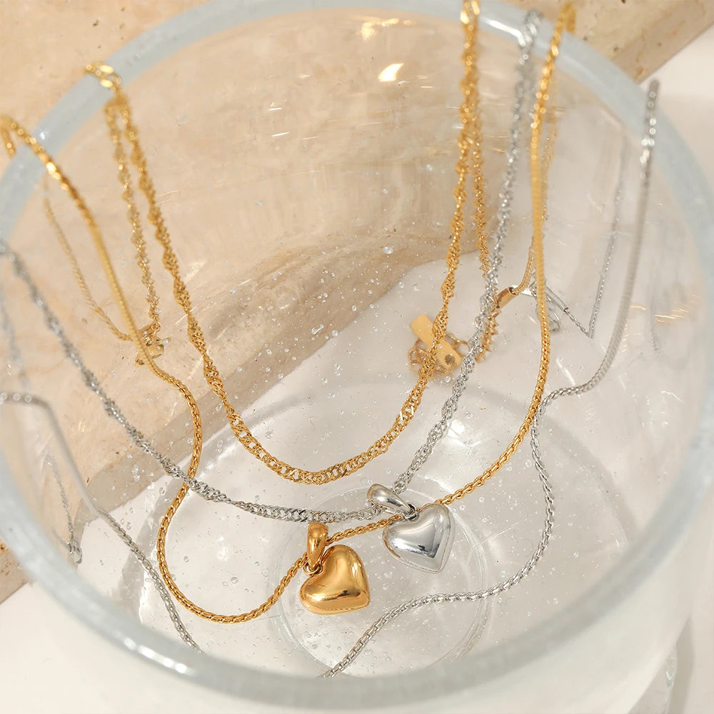 Gold Plated Hypoallergenic Heart Pendant  Necklaces for Women Kids Children
