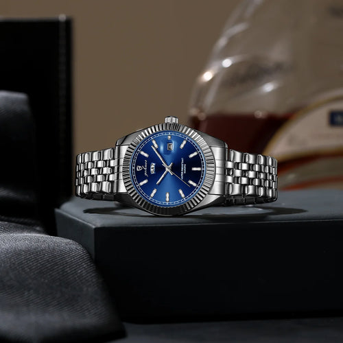 Load image 1 in gallery view. Quartz Silver Blue Men Watch 30M Waterproof Steel