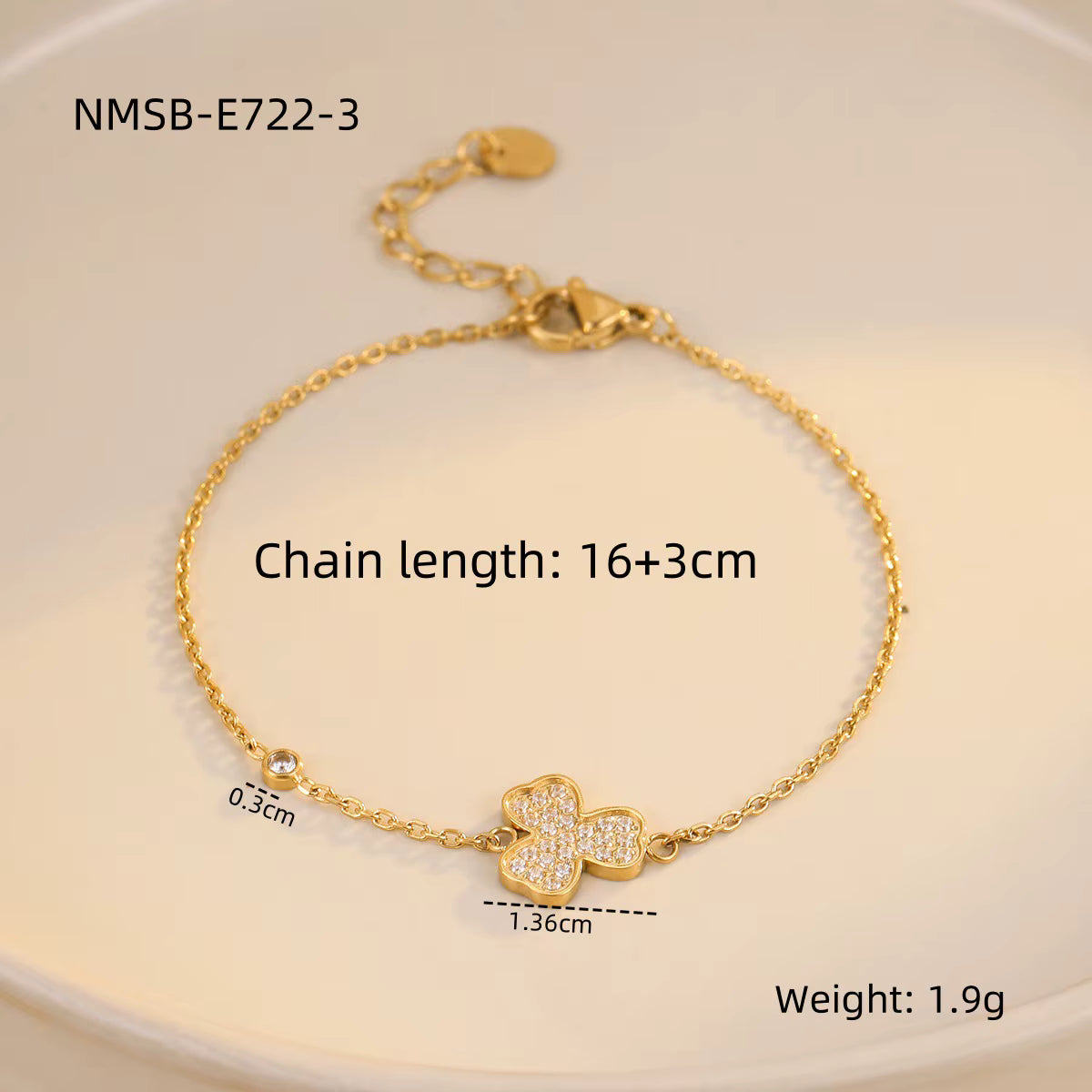 Gold Heart Zircon Tennis Bracelet PVD 18K Plated Stainless Steel Jewelry