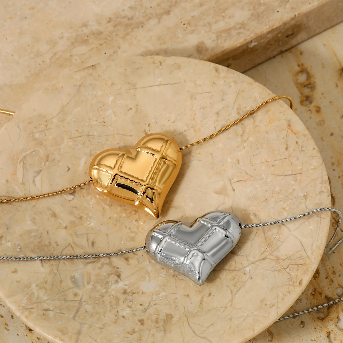 Gold Plated Dainty Heart Shape Pendant Anti-Tarnish Trendy Minimalist Necklaces  for Women