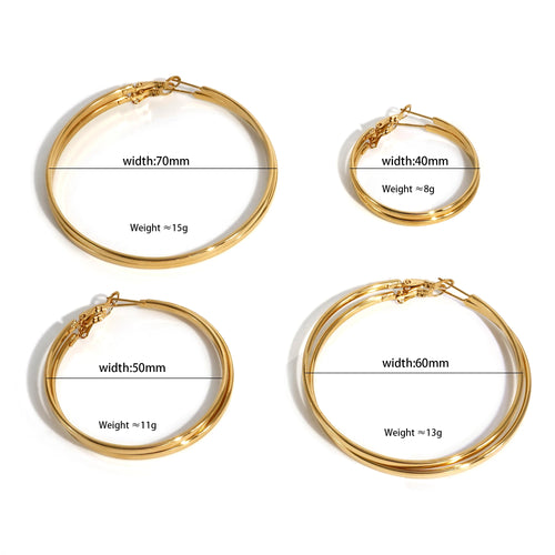 Load image 1 in gallery view. Trendy Minimalist Stainless Steel  Hoop Earrings Waterproof Gold Plated Versatile Circle Earrings Jewelry for Women