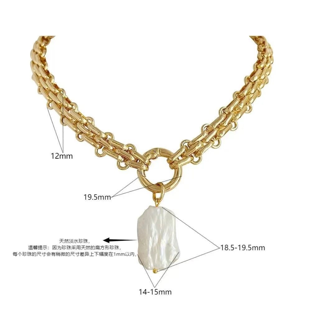 Gold Plated Multi Layered Chunky Bohemian Link Chain Necklace Geometric Metal