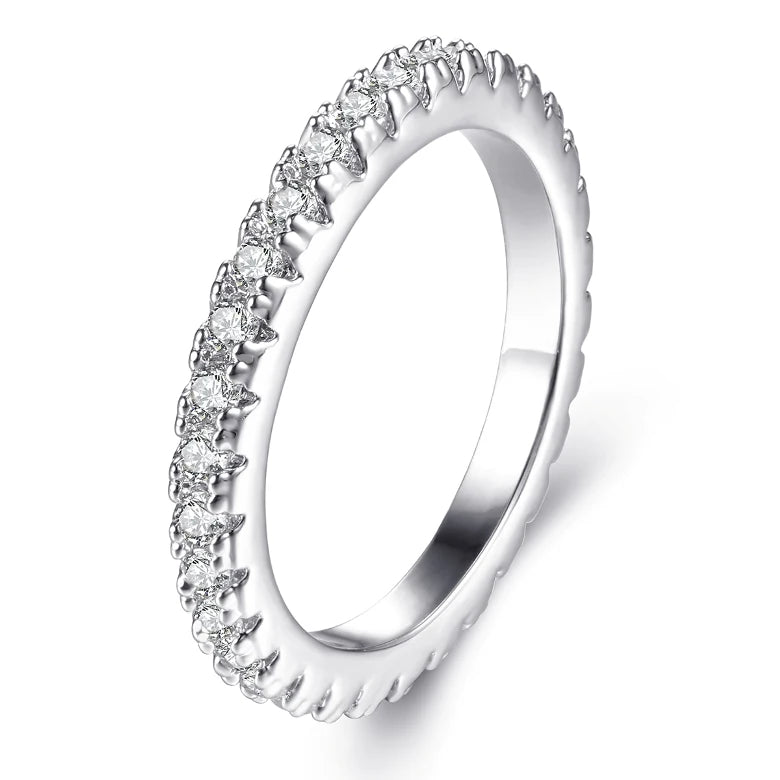 925 Sterling Silver Zircon Jewelry Simple Ring 925 Silver Silver Women Wedding Cubic Zirconia Ring for Women