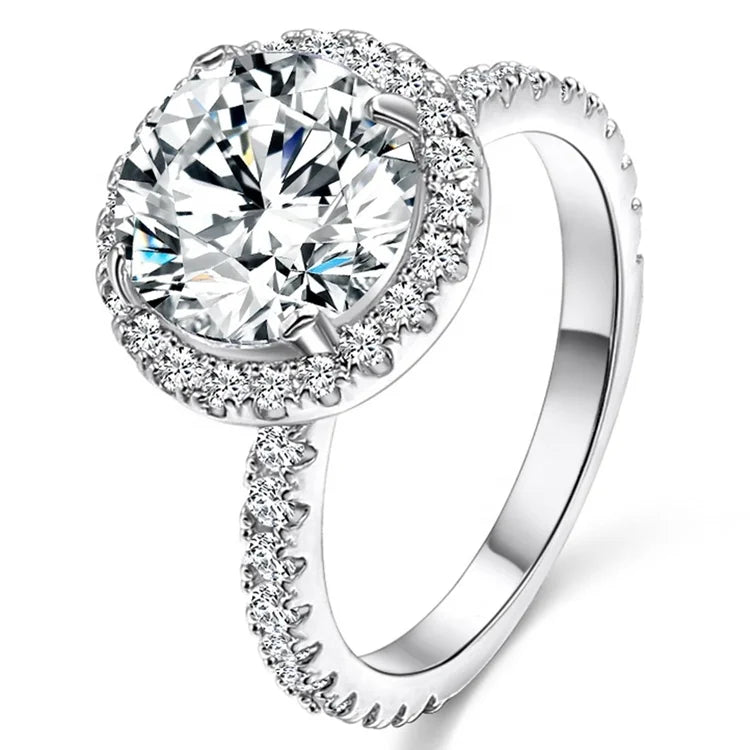 Moissanite Ring Zirconia Jewelry 18k White Gold Plated Rings For Women Wedding, Anniversary