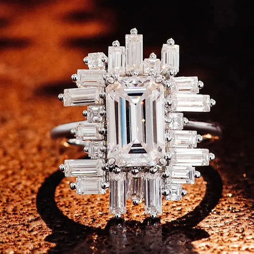 Load image 1 in gallery view. Irregular Design Dazzling Crystal Cubic Zirconia Silver Plated