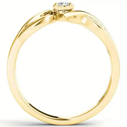 Load image 1 in gallery view. Gold Plated Modern Twist Cross Design Dazzling Cubic Zirconia Wedding Rings