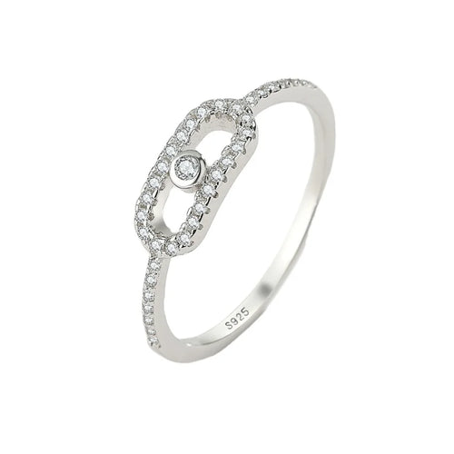 Load image 1 in gallery view. Elegant Classic 925 Sterling Silver Small Zircon Geometric Hollow Out Rings