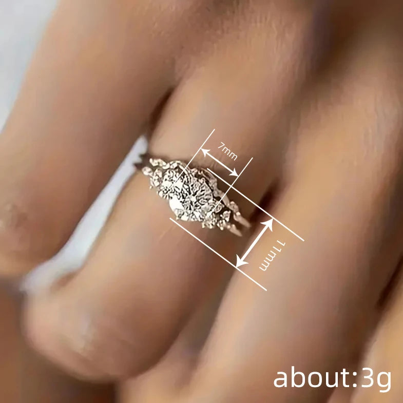 Silver Plated 2Pcs Set Round Rings Round Imitated Diamond for Engagement