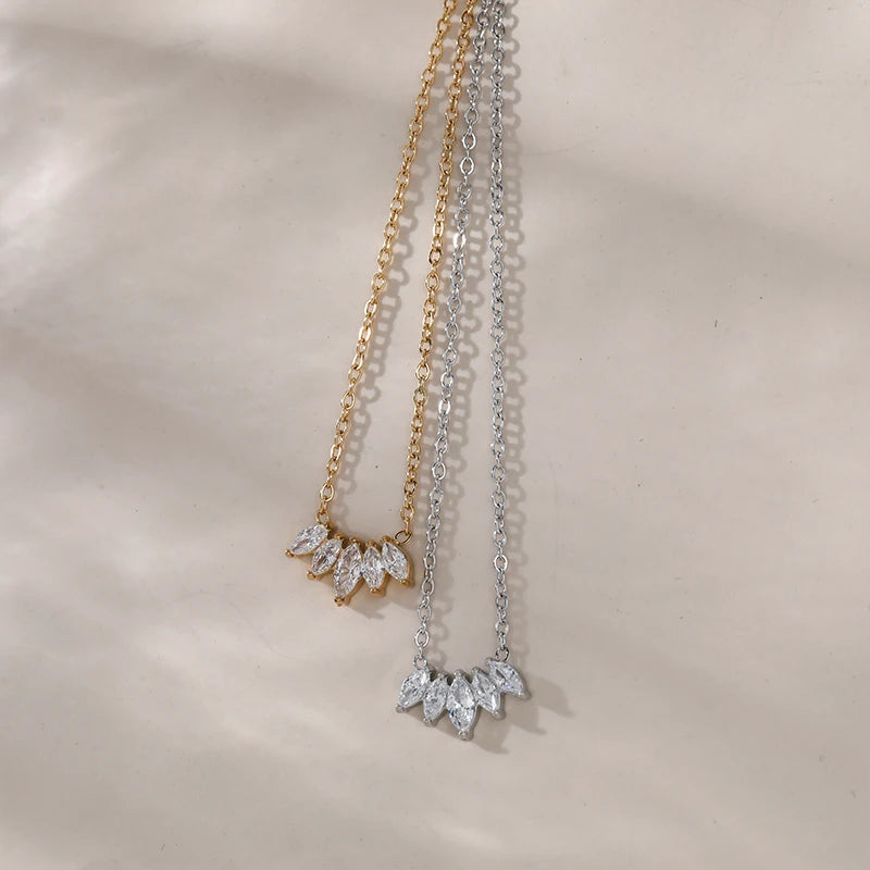 Gold Plated Zircon Pendent Chain Waterproof Necklace For Women Kids Teens