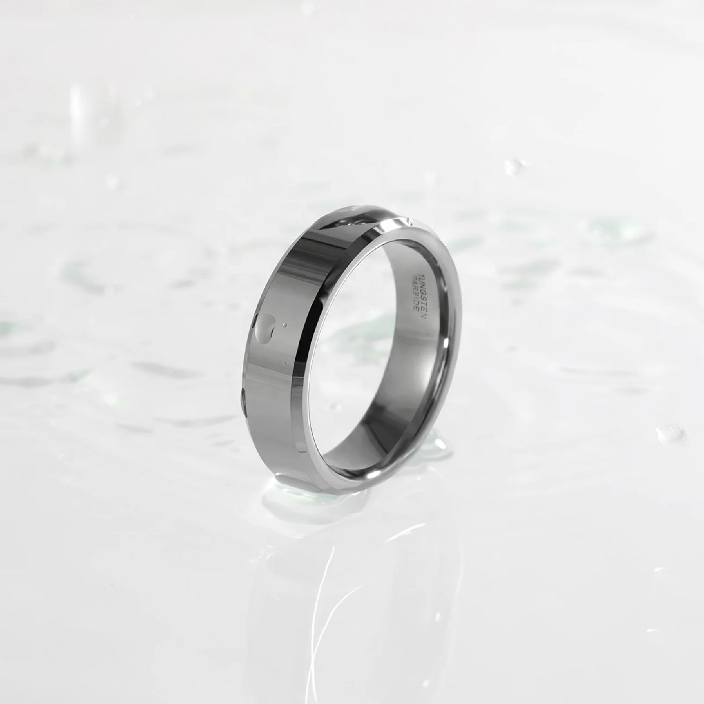 6MM High Polished Beveled Edge Tungsten Carbide Rings for Women and Men