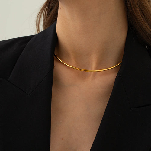 Load image 1 in gallery view. Choker Necklace Stacking 3mm Smooth Collar Neck Choker