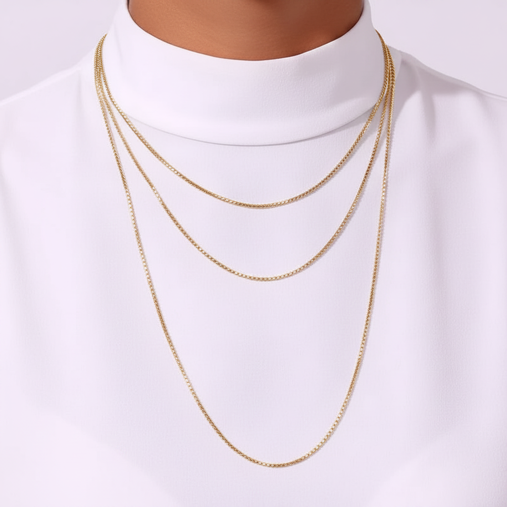 18k Gold Plated  Waterproof  Chain  Necklace Fashion Jewelry
