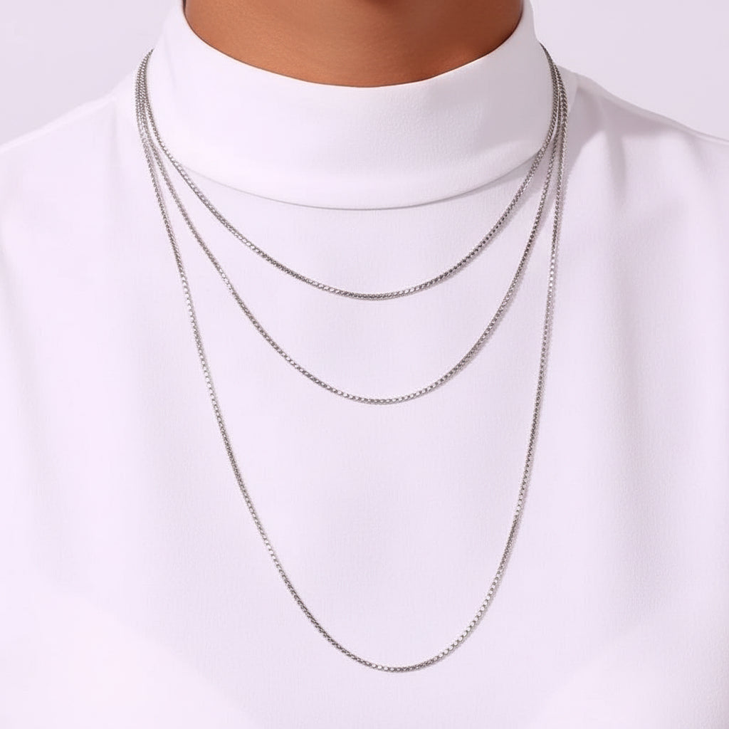 Silver Plated  Waterproof  Chain  Necklace Fashion Jewelry