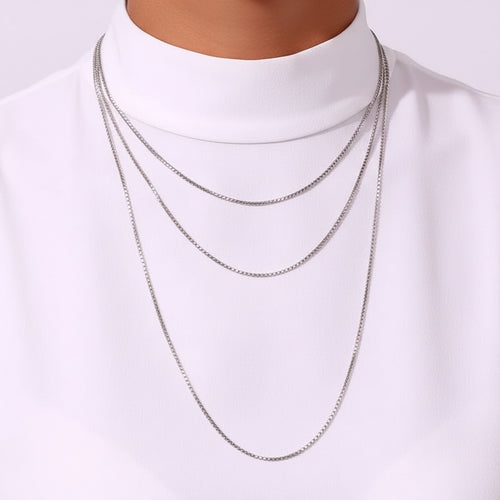 Load image 1 in gallery view. Silver Plated  Waterproof  Chain  Necklace Fashion Jewelry