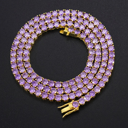 Load image 1 in gallery view. Purple Zircon Tennis Hip-hop Necklace for Women
