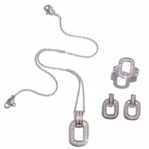 Load image 1 in gallery view. 3 pcs Elegant Geometric Zircon Jewelry Set