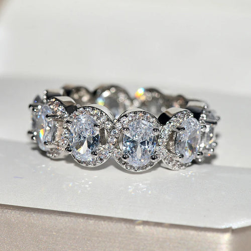 Load image 1 in gallery view. Luxury Jewelry Exquisite Oval Platinum Plated Clear Zircon Ring