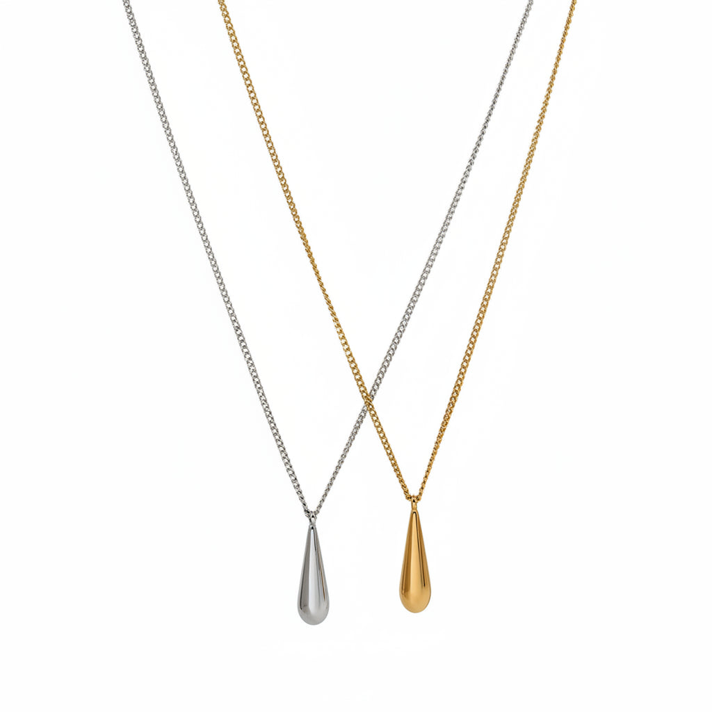 Gold Plated Water Drop Pendant Anti-Tarnish Trendy Minimalist Dainty Necklaces for Women