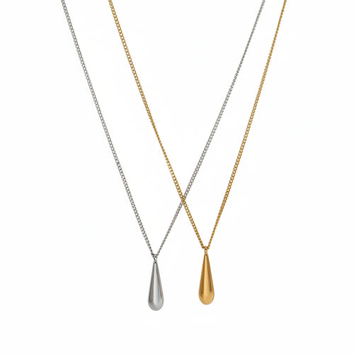Load image 1 in gallery view. Gold Plated Water Drop Pendant Anti-Tarnish Trendy Minimalist Dainty Necklaces for Women