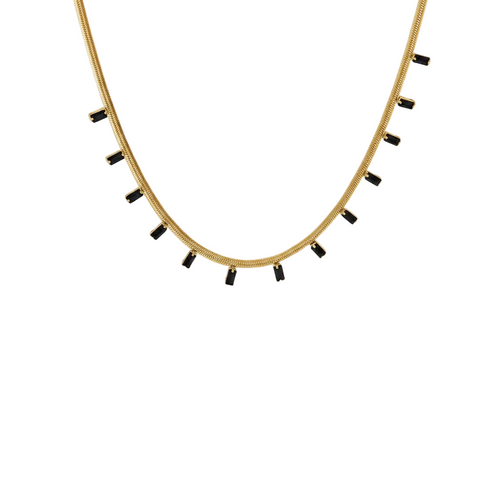 Load image 1 in gallery view. 14K Gold Plated Black Zircon Snake Chain Tarnish Free Necklace for Women