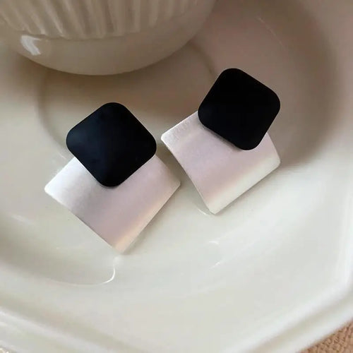 Load image 1 in gallery view. Sophisticated K-Style Luxury Minimalist Square Studs