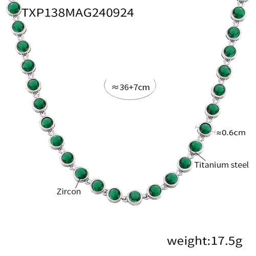 Load image 1 in gallery view. 18K Gold Bead Zircon Tennis Chain Necklace in Pink, Red, Multi, Green, Blue, Golden