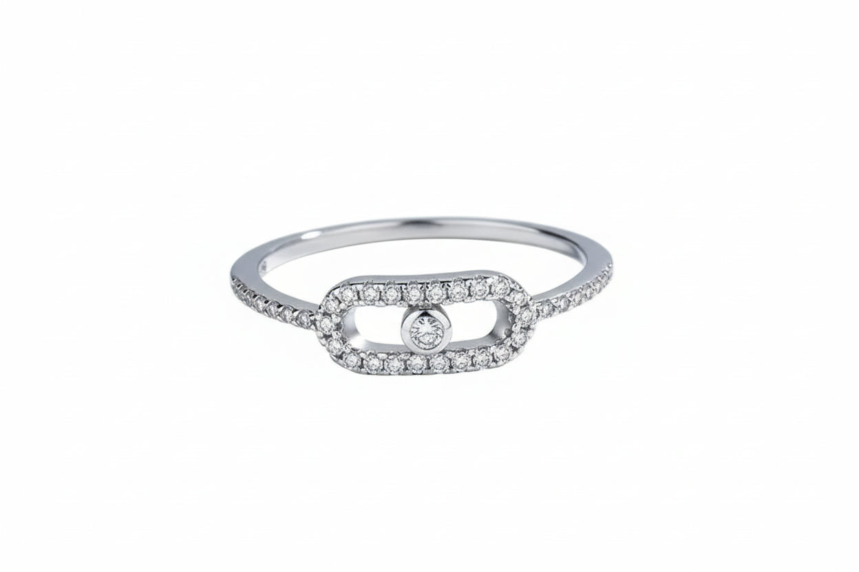 Elegant Classic 925 Sterling Silver Small Zircon Geometric Hollow Out Rings
