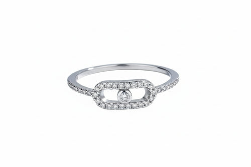 Load image 1 in gallery view. Elegant Classic 925 Sterling Silver Small Zircon Geometric Hollow Out Rings