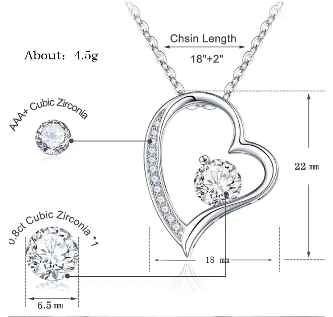 Minimalist 14K Gold Plated Diamond Necklace Love Heart Pendant
