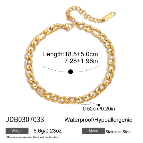 Load image 1 in gallery view. 18K Gold Plated Multi Shape White Zircon Bracelet Embellish Bracelet
