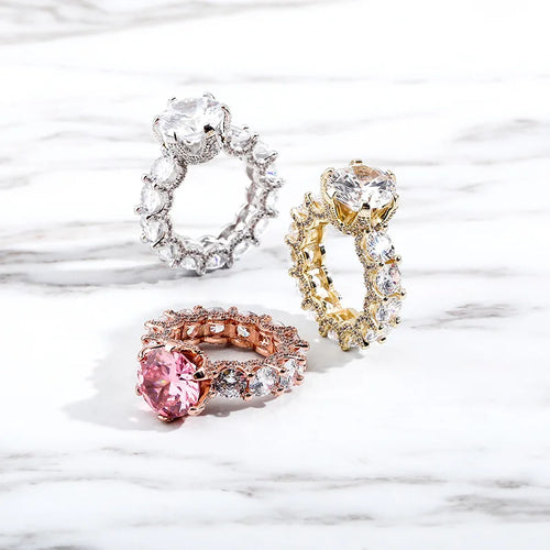 Load image 1 in gallery view. Elegant Zirconia Ladies Ring with Real Silver Plated - Versatile Hip Hop Bling Ring